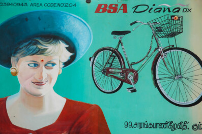 An advertising sign for a Princess Diane bicycle in India