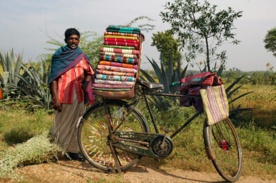 A cycling cloth salesman in South India
