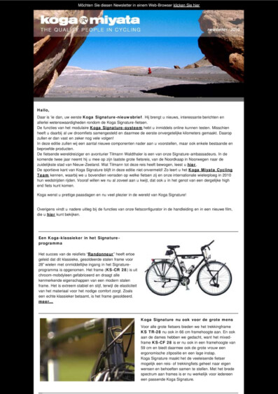 Koga bikes Signature newsletter