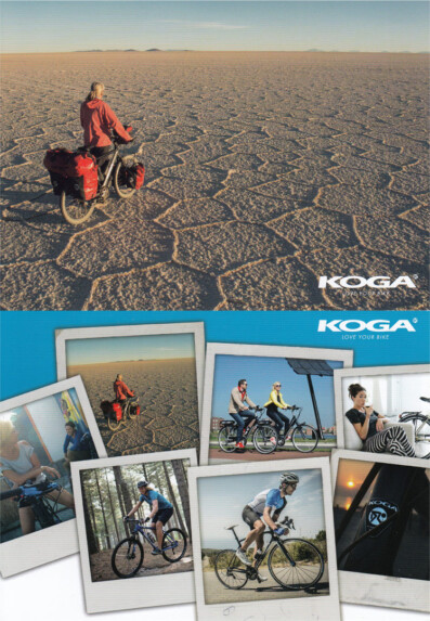 Postcards from Koga bicycles with Paul's photos.