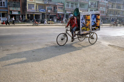 A cycling film advertisement in Nepal