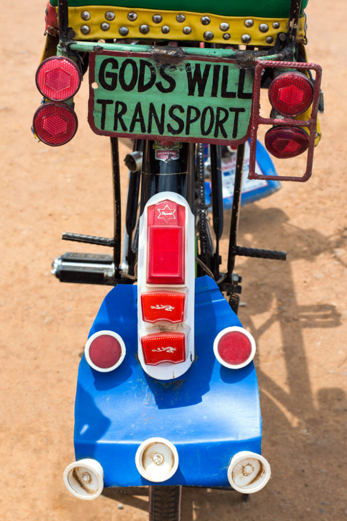 A highly decorated bicycle taxi in Malawi.