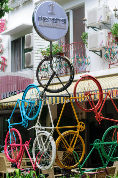 A colorful bicycle statue in China