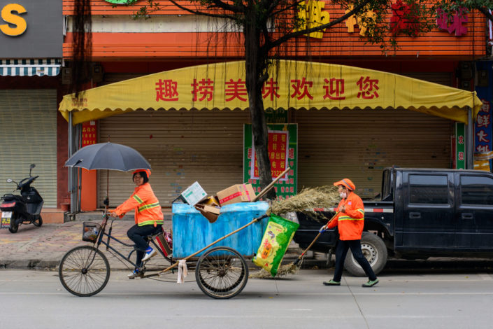 Cycling street cleaners in China