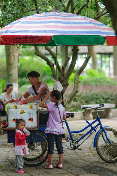 A cycling ice cream saleswoman in China