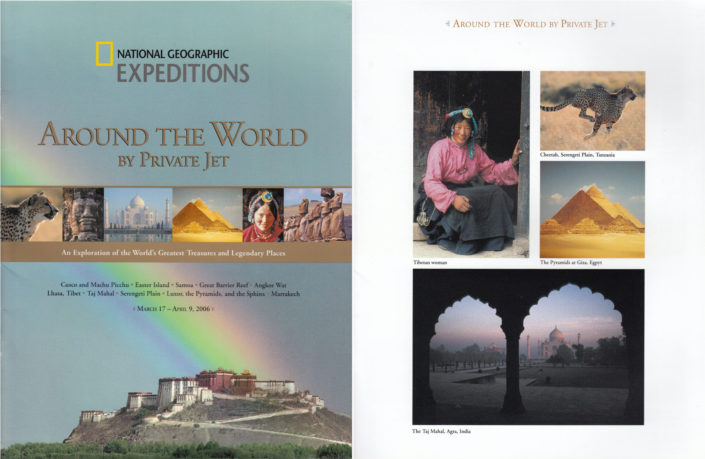A Taj Mahal photo appears in National Geographic expeditions.