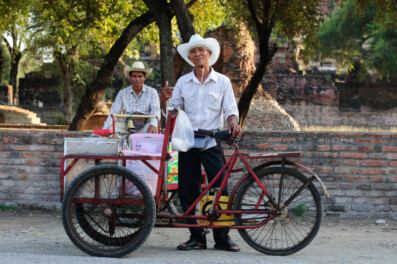 A cycling ice cream salesman in Thailand