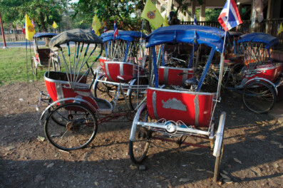 Parked rickshaws in Thailand