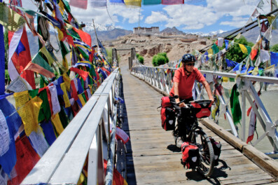 Bicycle touring near Stakna monastery, Ladakh, India
