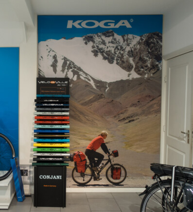 Poster of cycling in the Pamirs for Koga bicycles