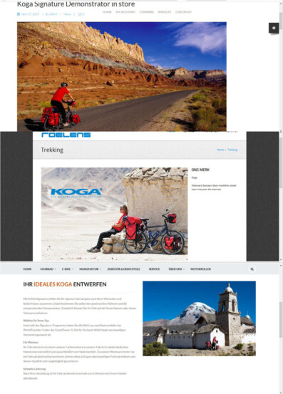 Photos used as headers for Koga bike shop dealers