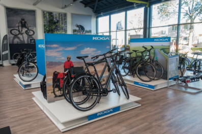 Paul Jeurissen's photo is used for an in-store display for Koga bikes.