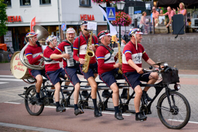 The Dutch bicycle orchestra performs in Rhenen, the Netherlands.
