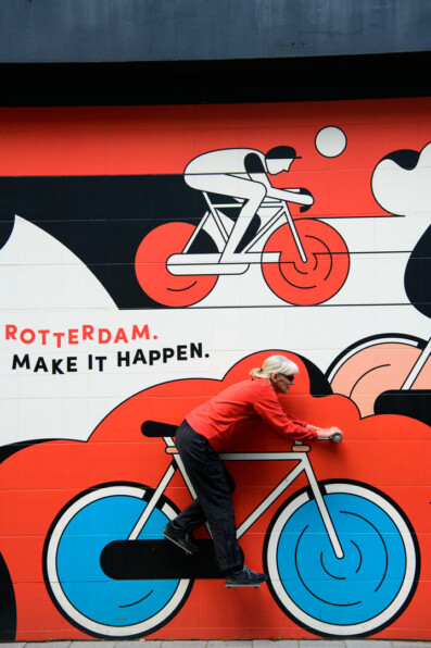A bicycle mural in Rotterdam, the Netherlands.